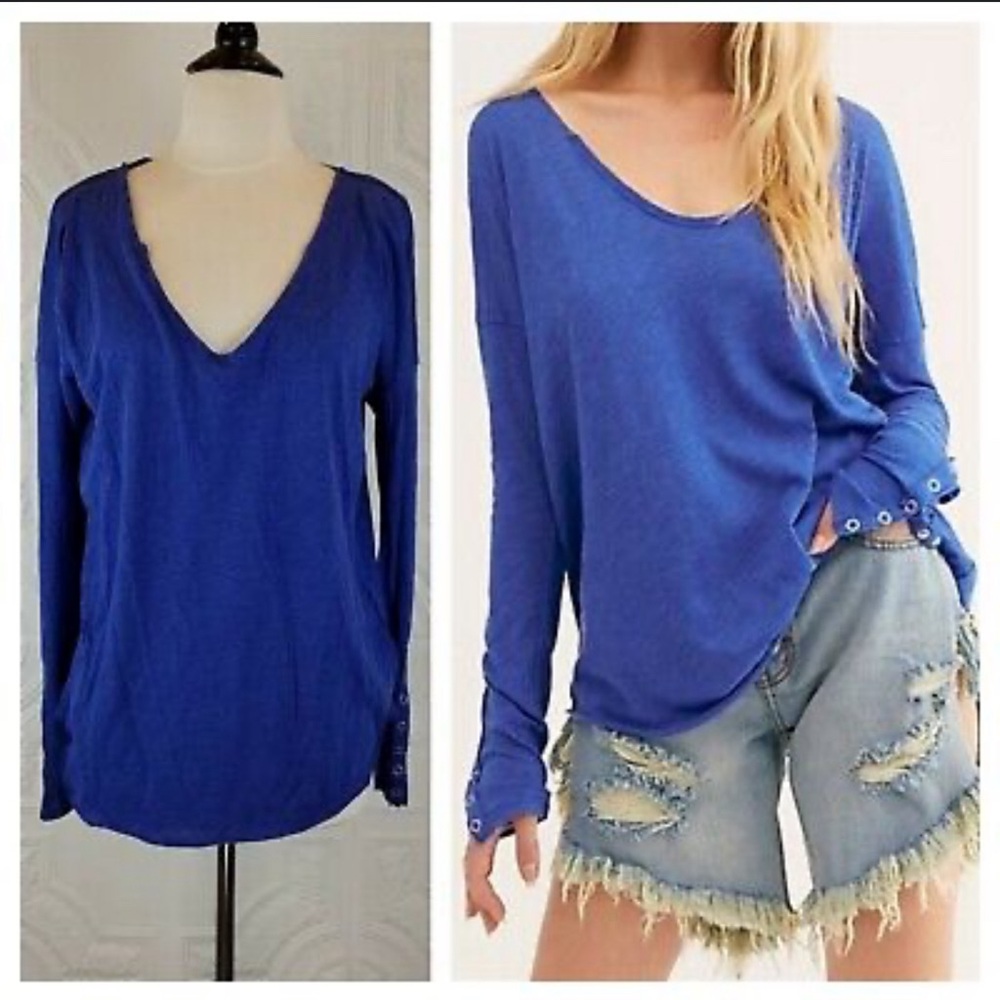 Free People Sienna Snap Off-Shoulder Slub Knit in Large